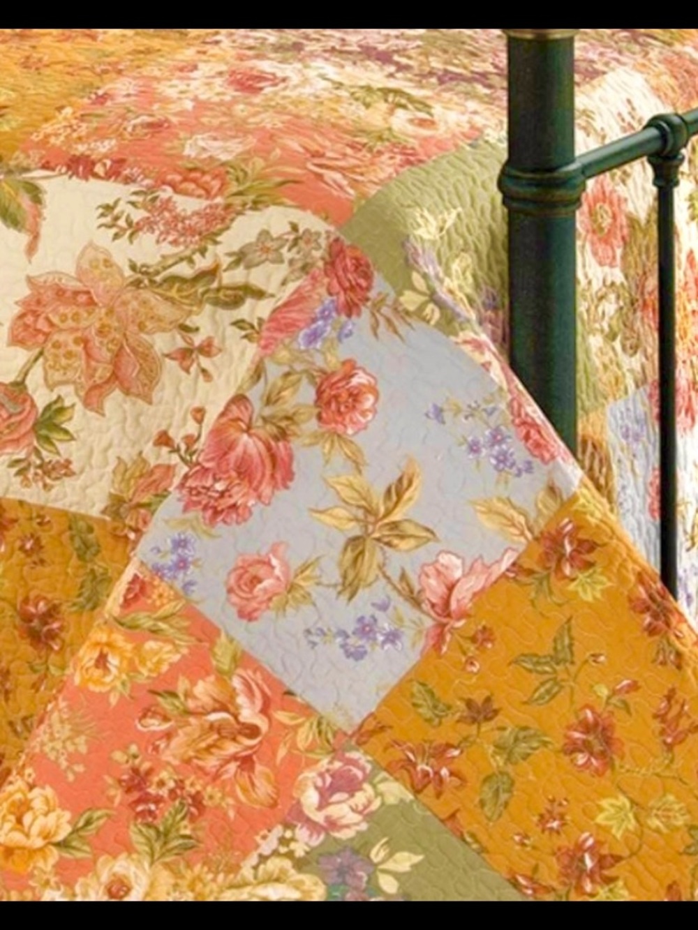 C&F 100% Cotton Heirloom Quilt. W/Warm Beautiful Floral Patchwork-Oversized